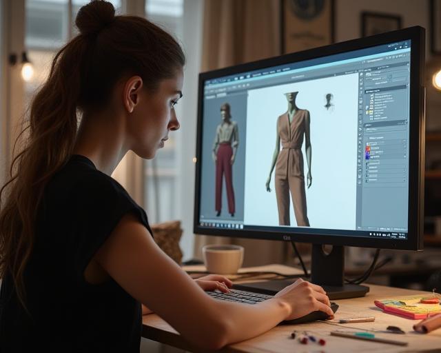 Designer refining 3D garment prototype